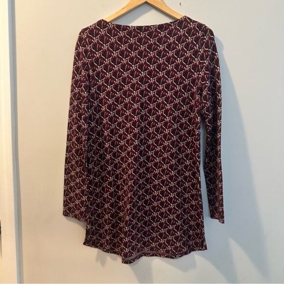 J Jill Ladie’s Ponte burgundy Top long sleeved tunic geometric Size Small - Picture 3 of 11